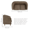 Poltrona Namoradeira 2 Lugares Aura 120 cm Pes Madeira Courino TCS 729 MOLL