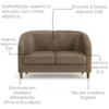 Poltrona Namoradeira 2 Lugares Aura 120 cm Pes Madeira Courino TCS 729 MOLL