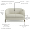 Poltrona Namoradeira 2 Lugares Aura 120 cm Pes Madeira Linho e Courino TCA 210 TCS 727 MOLL