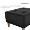 Puff Decorativa Para Sala Piva 62x52 cm Veludo Inca Preto Milani Store