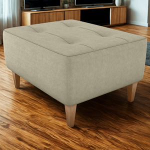 Puff Decorativa Para Sala Piva 62x52 cm Veludo Light Bege Milani Store