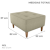 Puff Decorativa Para Sala Piva 62x52 cm Veludo Light Bege Milani Store