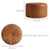 Puff Decorativo Eron 73x73 cm Pes Fixos Courino TCS 727 MOLL