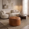Puff Decorativo Eron 73x73 cm Pes Fixos Courino TCS 727 MOLL