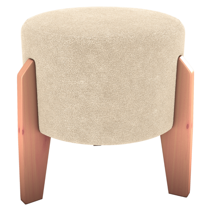 Puff Decorativo Para Sala Luxo 44x44 cm Boucle F492 Natural Milani Store