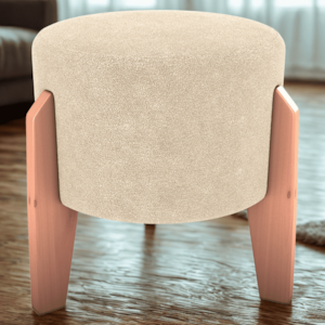 Puff Decorativo Para Sala Luxo 44x44 cm Boucle F492 Natural Milani Store