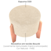 Puff Decorativo Para Sala Luxo 44x44 cm Boucle F492 Natural Milani Store