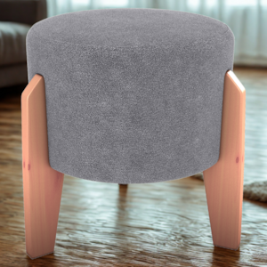 Puff Decorativo Para Sala Luxo 44x44 cm Boucle F497 Cinza Milani Store