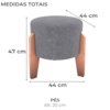 Puff Decorativo Para Sala Luxo 44x44 cm Boucle F497 Cinza Milani Store