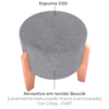Puff Decorativo Para Sala Luxo 44x44 cm Boucle F497 Cinza Milani Store