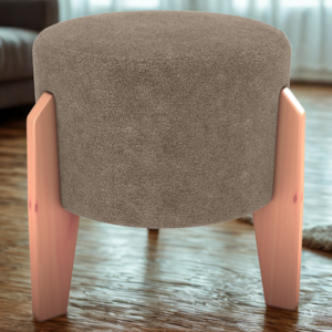 Puff Decorativo Para Sala Luxo 44x44 cm Boucle F498 Marrom Milani Store
