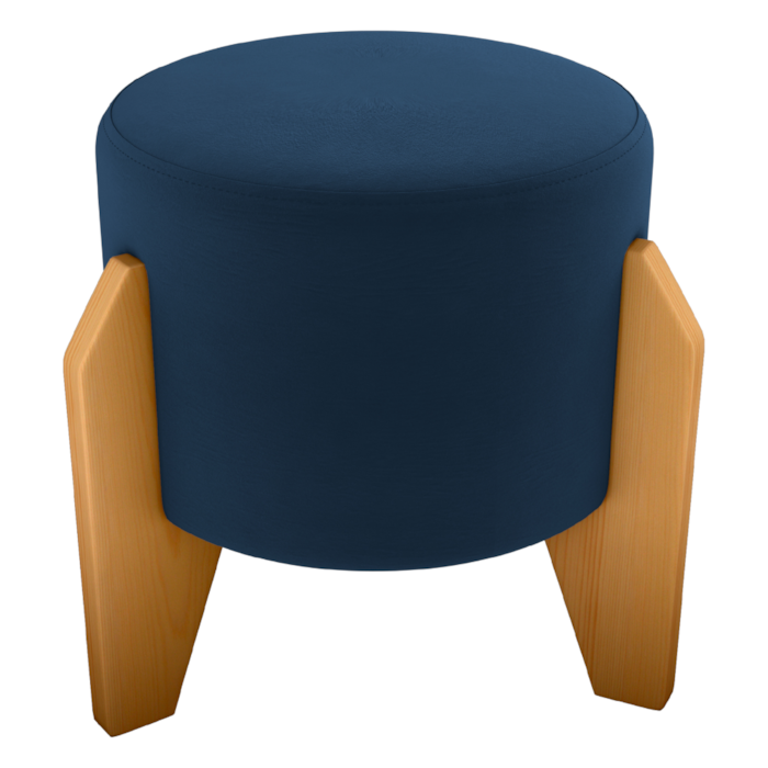 Puff Decorativo Para Sala Luxo 44x44 cm Veludo Azul Milani Store