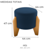 Puff Decorativo Para Sala Luxo 44x44 cm Veludo Azul Milani Store