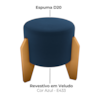 Puff Decorativo Para Sala Luxo 44x44 cm Veludo Azul Milani Store