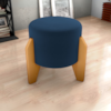 Puff Decorativo Para Sala Luxo 44x44 cm Veludo Azul Milani Store