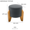 Puff Decorativo Para Sala Luxo 44x44 cm Veludo Cinza Milani Store
