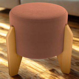 Puff Decorativo Para Sala Luxo 44x44 cm Veludo Inca Ferrugem Milani Store