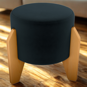 Puff Decorativo Para Sala Luxo 44x44 cm Veludo Inca Preto Milani Store