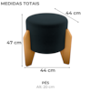 Puff Decorativo Para Sala Luxo 44x44 cm Veludo Inca Preto Milani Store