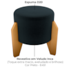 Puff Decorativo Para Sala Luxo 44x44 cm Veludo Inca Preto Milani Store