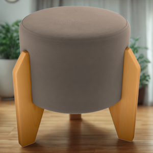 Puff Decorativo Para Sala Luxo 44x44 cm Veludo Marrom Claro Milani Store