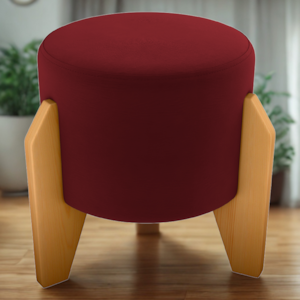 Puff Decorativo Para Sala Luxo 44x44 cm Veludo Vermelho Milani Store