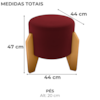 Puff Decorativo Para Sala Luxo 44x44 cm Veludo Vermelho Milani Store
