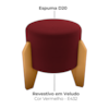Puff Decorativo Para Sala Luxo 44x44 cm Veludo Vermelho Milani Store
