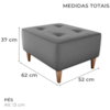 Puff Decorativo Para Sala Piva 62x52 cm E425 Cinza Milani Store