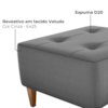 Puff Decorativo Para Sala Piva 62x52 cm E425 Cinza Milani Store
