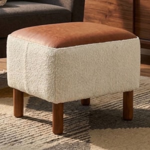 Puff Decorativo Verso 45x51 cm Pes Madeira Boucle E Courino TCE 1010 TCS 727 MOLL