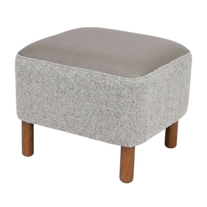 Puff Decorativo Verso 45x51 cm Pes Madeira Boucle E Courino TCE 1018 TCS 726 MOLL