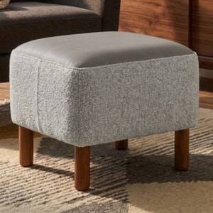 Puff Decorativo Verso 45x51 cm Pes Madeira Boucle E Courino TCE 1018 TCS 726 MOLL