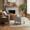Puff Decorativo Verso 45x51 cm Pes Madeira Boucle E Courino TCE 1018 TCS 726 MOLL