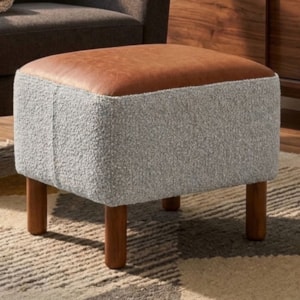 Puff Decorativo Verso 45x51 cm Pes Madeira Boucle E Courino TCE 1018 TCS 727 MOLL