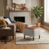 Puff Decorativo Verso 45x51 cm Pes Madeira Boucle E Courino TCE 1018 TCS 727 MOLL