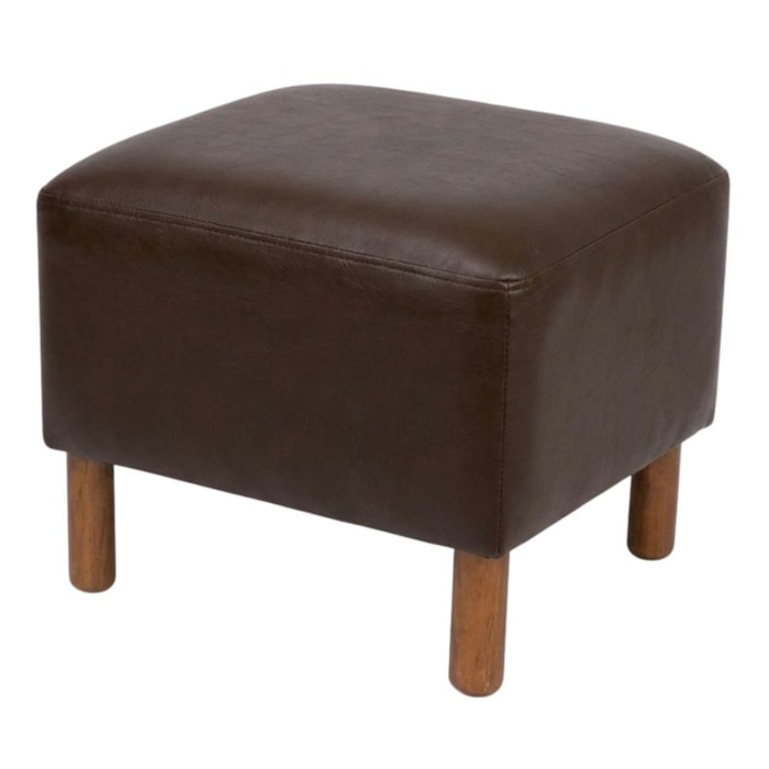 Puff Decorativo Verso 45x51 cm Pes Madeira Courino TCS 721 MOLL