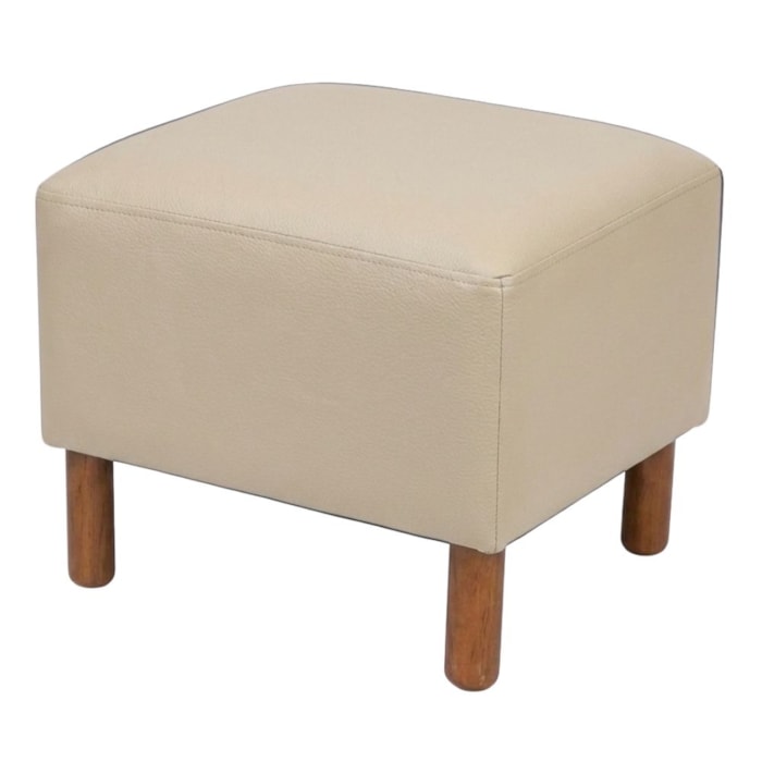 Puff Decorativo Verso 45x51 cm Pes Madeira Courino TCS 725 MOLL