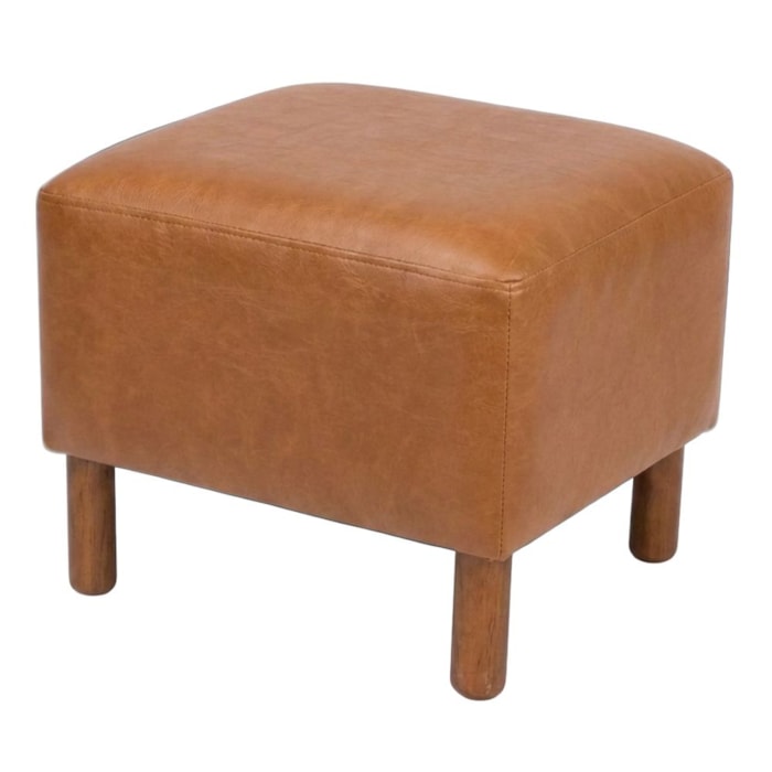 Puff Decorativo Verso 45x51 cm Pes Madeira Courino TCS 727 MOLL