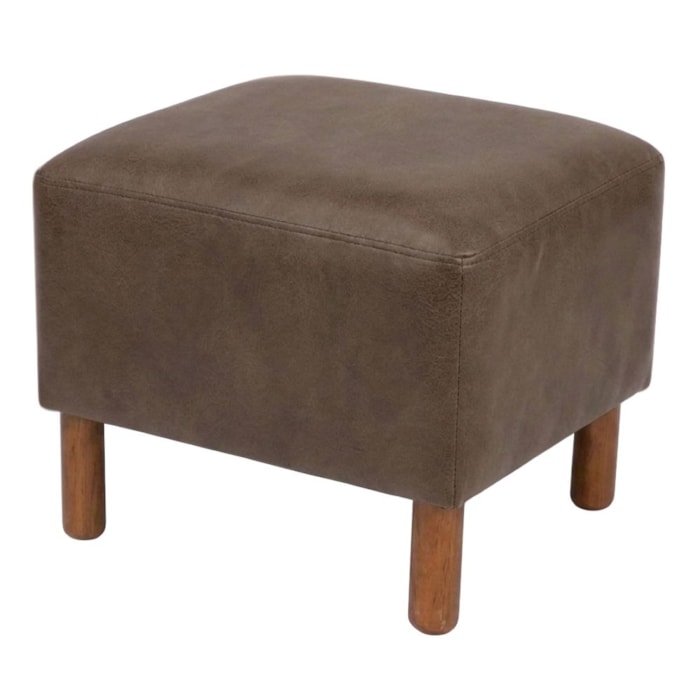 Puff Decorativo Verso 45x51 cm Pes Madeira Courino TCS 729 MOLL