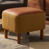 Puff Decorativo Verso 45x51 cm Pes Madeira Linho Color Trend E Courino TCA 219 TCS 727 MOLL