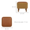 Puff Decorativo Verso 45x51 cm Pes Madeira Linho Color Trend E Courino TCA 219 TCS 727 MOLL
