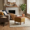 Puff Decorativo Verso 45x51 cm Pes Madeira Linho Color Trend E Courino TCA 219 TCS 727 MOLL