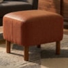 Puff Decorativo Verso 45x51 cm Pes Madeira Linho Color Trend E Courino TCA 303 TCS 727 MOLL