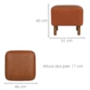 Puff Decorativo Verso 45x51 cm Pes Madeira Linho Color Trend E Courino TCA 303 TCS 727 MOLL