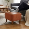 Puff Decorativo Verso 45x51 cm Pes Madeira Linho Color Trend E Courino TCA 303 TCS 727 MOLL