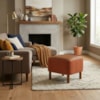 Puff Decorativo Verso 45x51 cm Pes Madeira Linho Color Trend E Courino TCA 303 TCS 727 MOLL