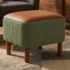 Puff Decorativo Verso 45x51 cm Pes Madeira Linho Color Trend E Courino TCA 307 TCS 727 MOLL
