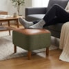Puff Decorativo Verso 45x51 cm Pes Madeira Linho Color Trend E Courino TCA 307 TCS 727 MOLL