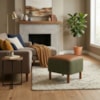 Puff Decorativo Verso 45x51 cm Pes Madeira Linho Color Trend E Courino TCA 307 TCS 727 MOLL